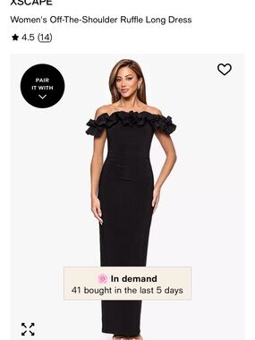 Xscape Black Strapless Ruffle-Trim Column Gown